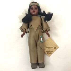 Vintage Native American Indian Doll Carlson Blackfoot Chief Moving Eyes 7"
